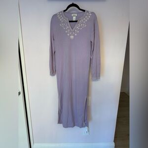 Newman Marcus 100% cashmere lavender lilac embroidered maxi size S warm winter